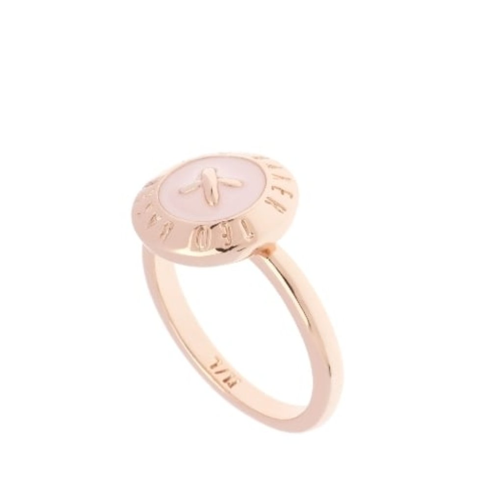 Ted Baker Pale Pink Rose Gold Ester Enamel Button Ring